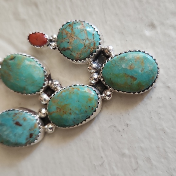 Gorgeous NWOT Native American Navajo Handmade Turquoise Cactus Pendant  🩵🌵💚🎁 - Picture 3 of 12